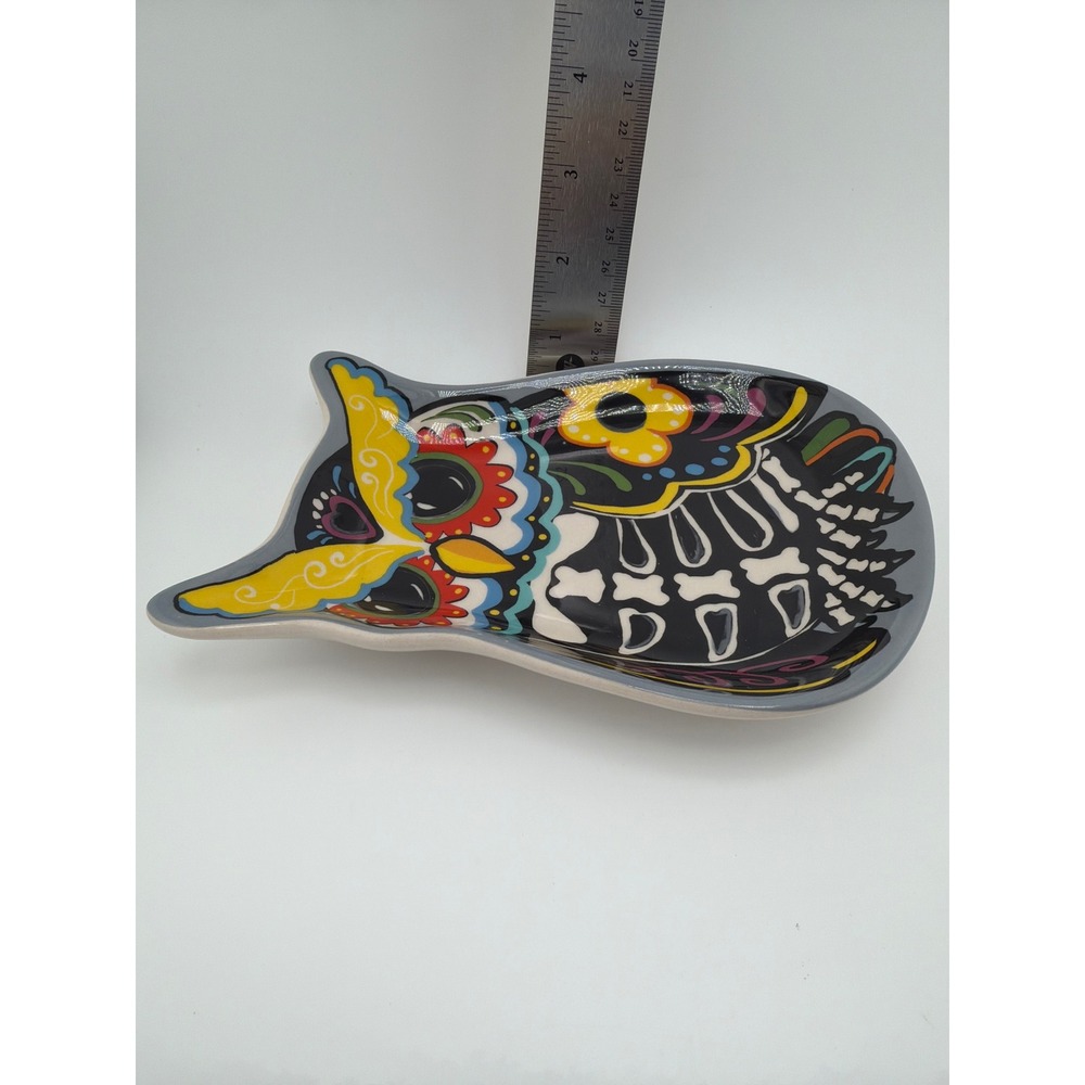 Cracker Barrel Day of the Dead Owl Stoneware Trinket Dish - Picture 5 of 5